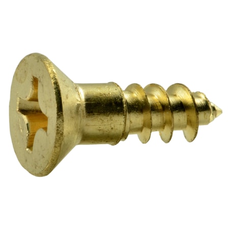Midwest Fastener Wood Screw, #12, 3/4 in, Plain Brass Flat Head Phillips Drive, 100 PK 02885